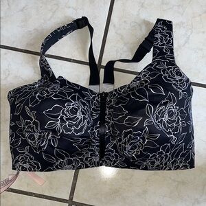 Floral Black and White Women's Sports Bra